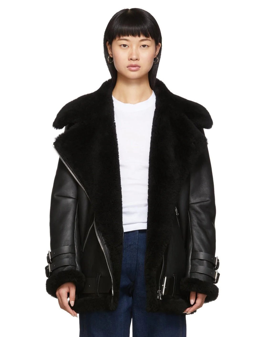 Acne Studios Black Shearling Aviator Jacket-20260750