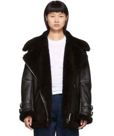 Acne Studios Black Shearling Aviator Jacket-20260758