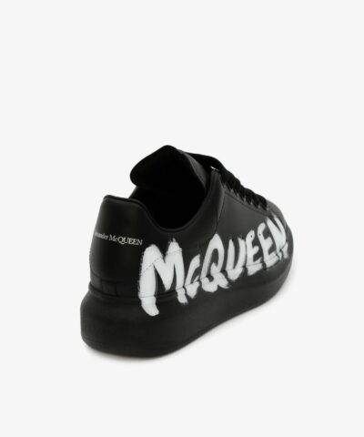 Alexander McQueen Mcqueen Graffiti Oversized Sneaker in Black/White - Image 3