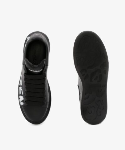 Alexander McQueen Mcqueen Graffiti Oversized Sneaker in Black/White - Image 4