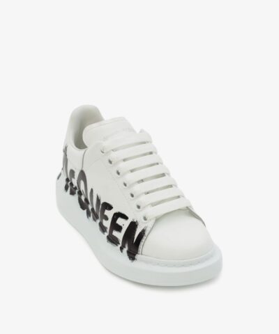 Alternative view of Alexander McQueen Mcqueen Graffiti Oversized Sneaker in White/black