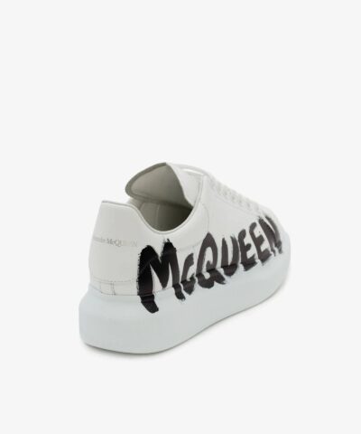 Alexander McQueen Mcqueen Graffiti Oversized Sneaker in White/black - Image 3