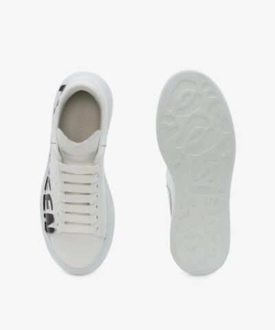 Alexander McQueen Mcqueen Graffiti Oversized Sneaker in White/black - Image 4