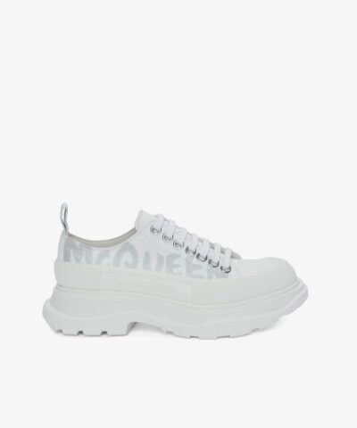 Alexander McQueen Tread Slick Lace Up in White/silver-20242798