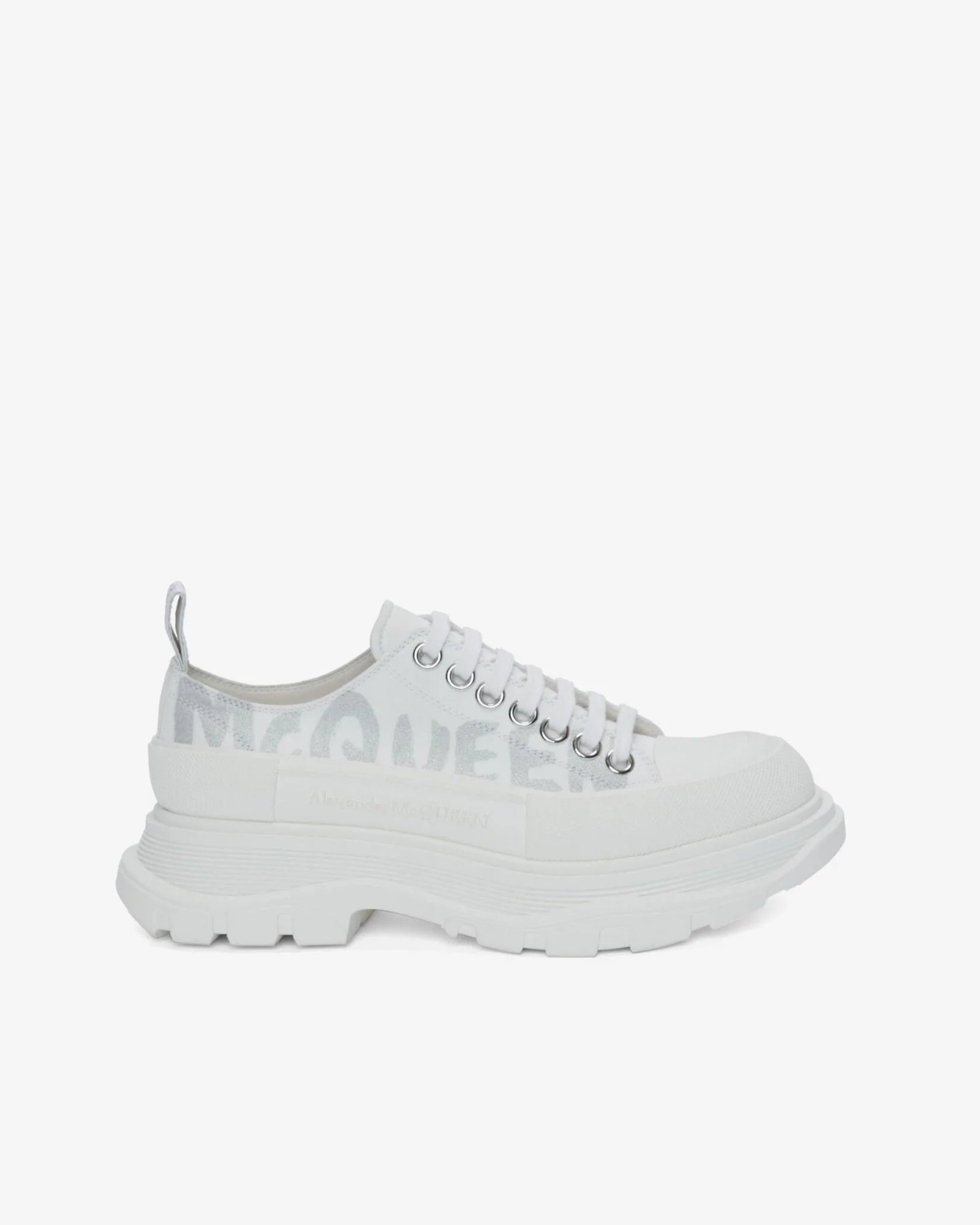 Alexander McQueen Tread Slick Lace Up in White/silver-20242798