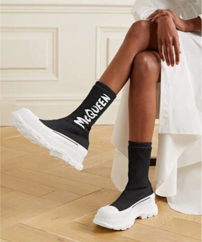 Alexander Mcqueen Graffiti Knit Tread Slick Boot - Image 5