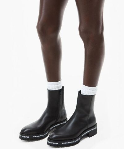 Alternative view of Alexander Wang Sanford Logo-Print Leather Ankle Boots