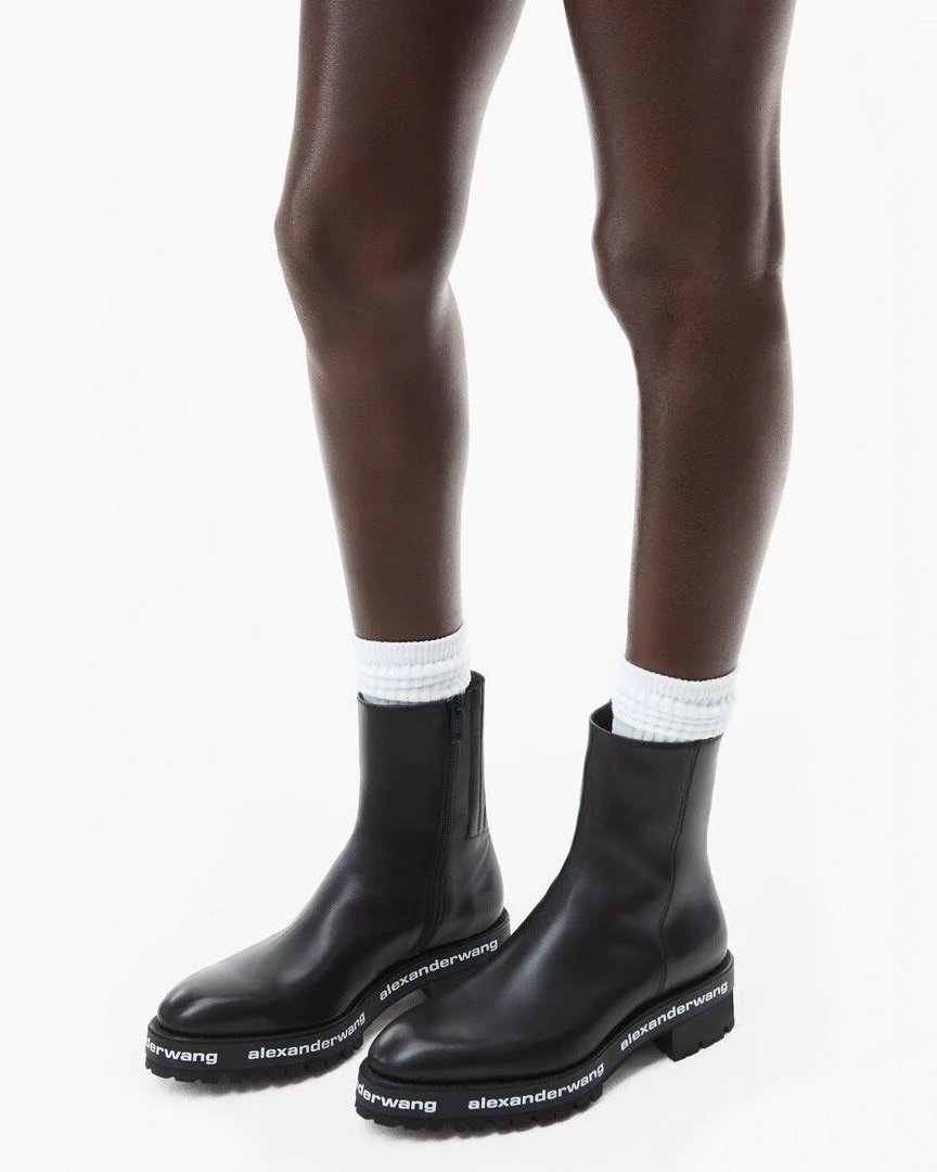 Alternative view of Alexander Wang Sanford Logo-Print Leather Ankle Boots