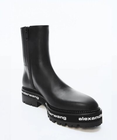 Alexander Wang Sanford Logo-Print Leather Ankle Boots - Image 3