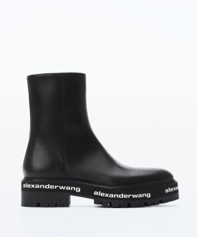 Alexander Wang Sanford Logo-Print Leather Ankle Boots-20247292