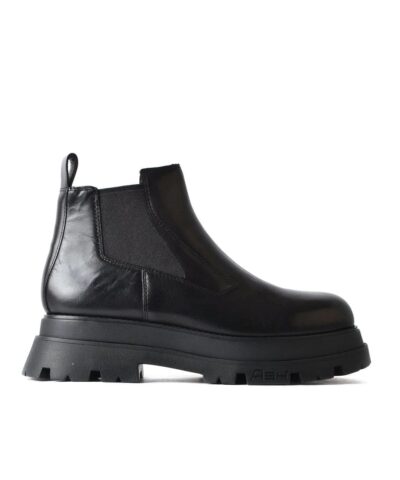 Ash Edition Black Leather Ankle Boots-20237327