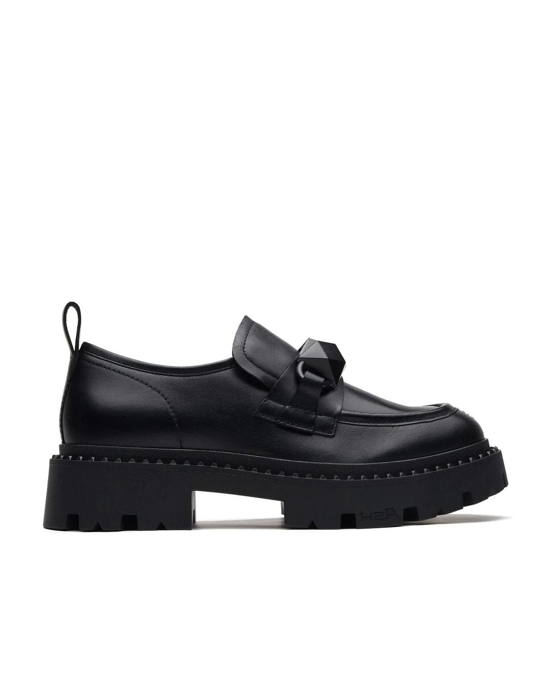 Ash Gemini Black Leather Loafers-20237364