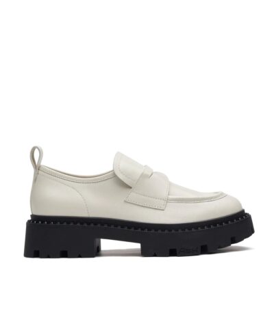 Ash Genial Cleated Loafers In White Leather-20237344