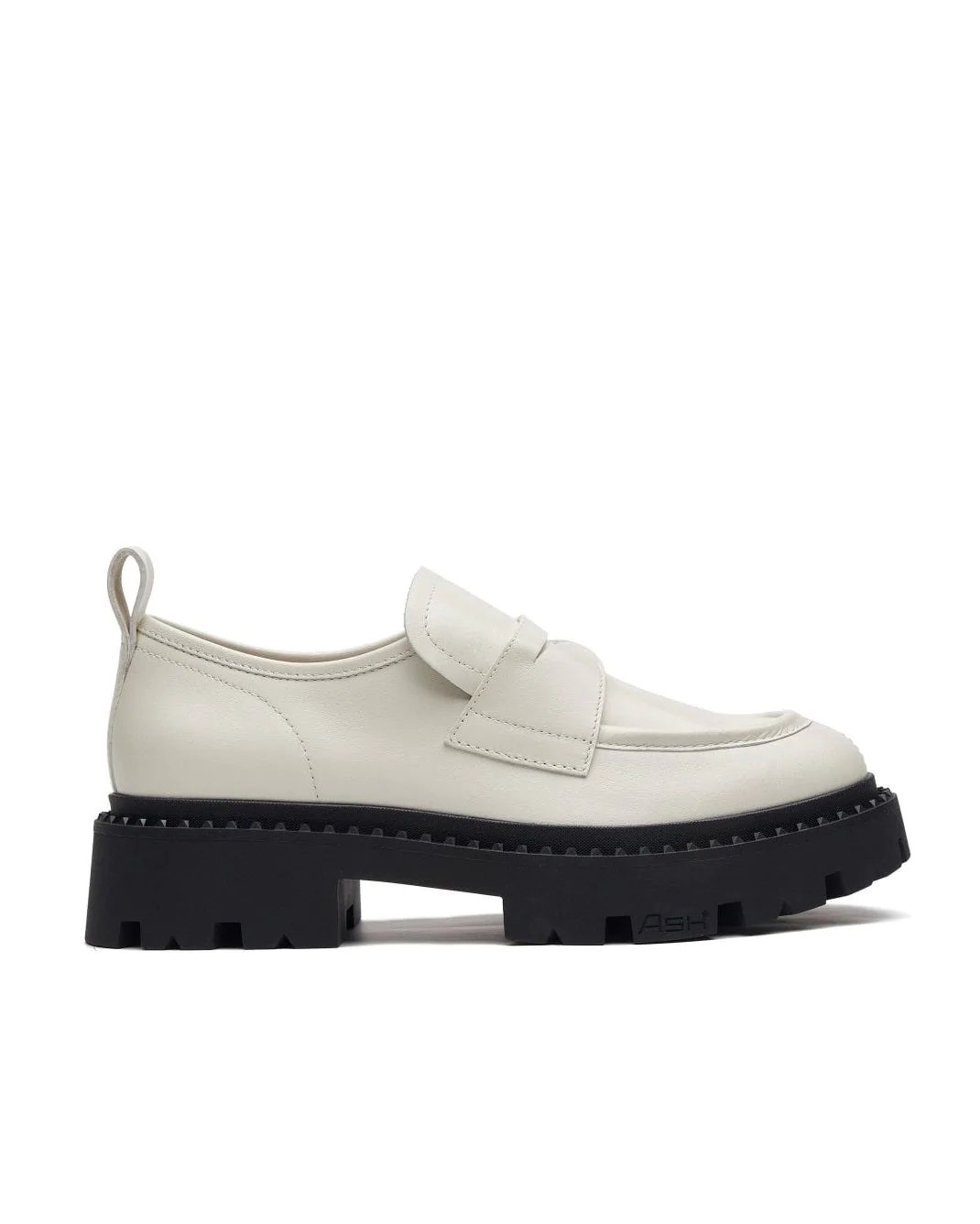 Ash Genial Cleated Loafers In White Leather-20237344