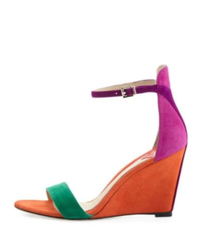 B Brian Atwood Roberta Suede Wedge Sandal Orange 20231796 2