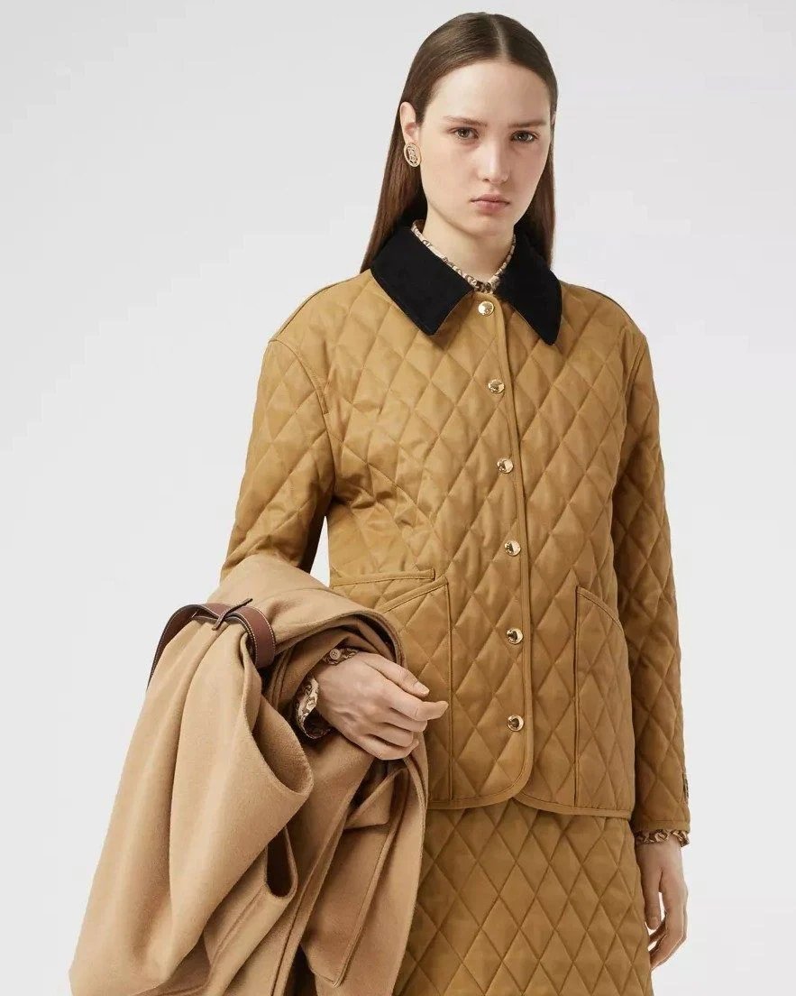 Burberry Corduroy Collar Diamond Quilted Jacket-20262067
