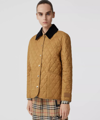 Alternative view of Burberry Corduroy Collar Diamond Quilted Jacket In Camel