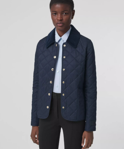 Burberry Corduroy Collar Diamond Quilted Jacket In Midnight 20237189 1