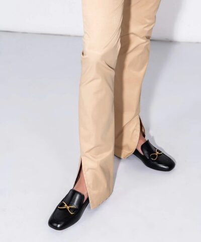 By Far Black Lino 35 Leather Loafers 20249514 1