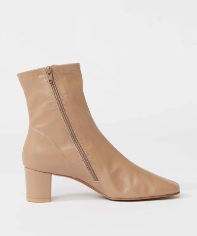 By Far Sofia Leather Ankle Boots In Nude 20236951 2