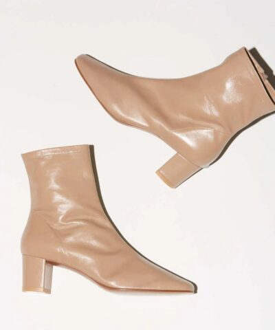 By Far Sofia Leather Ankle Boots In Nude 20236951 4