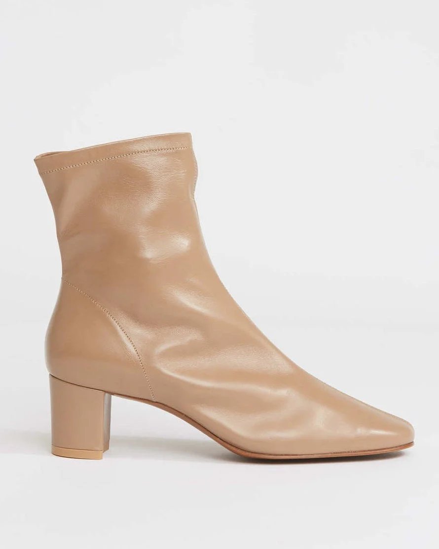 By Far Sofia Leather Ankle Boots In Nude-20236951