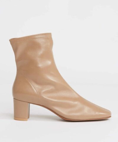 By Far Sofia Leather Ankle Boots In Nude-20236952