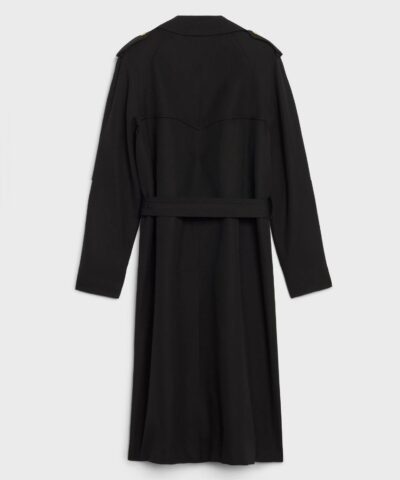 Celine Trench Coat In Wool Gabardine And Cotton Black 20250019 1