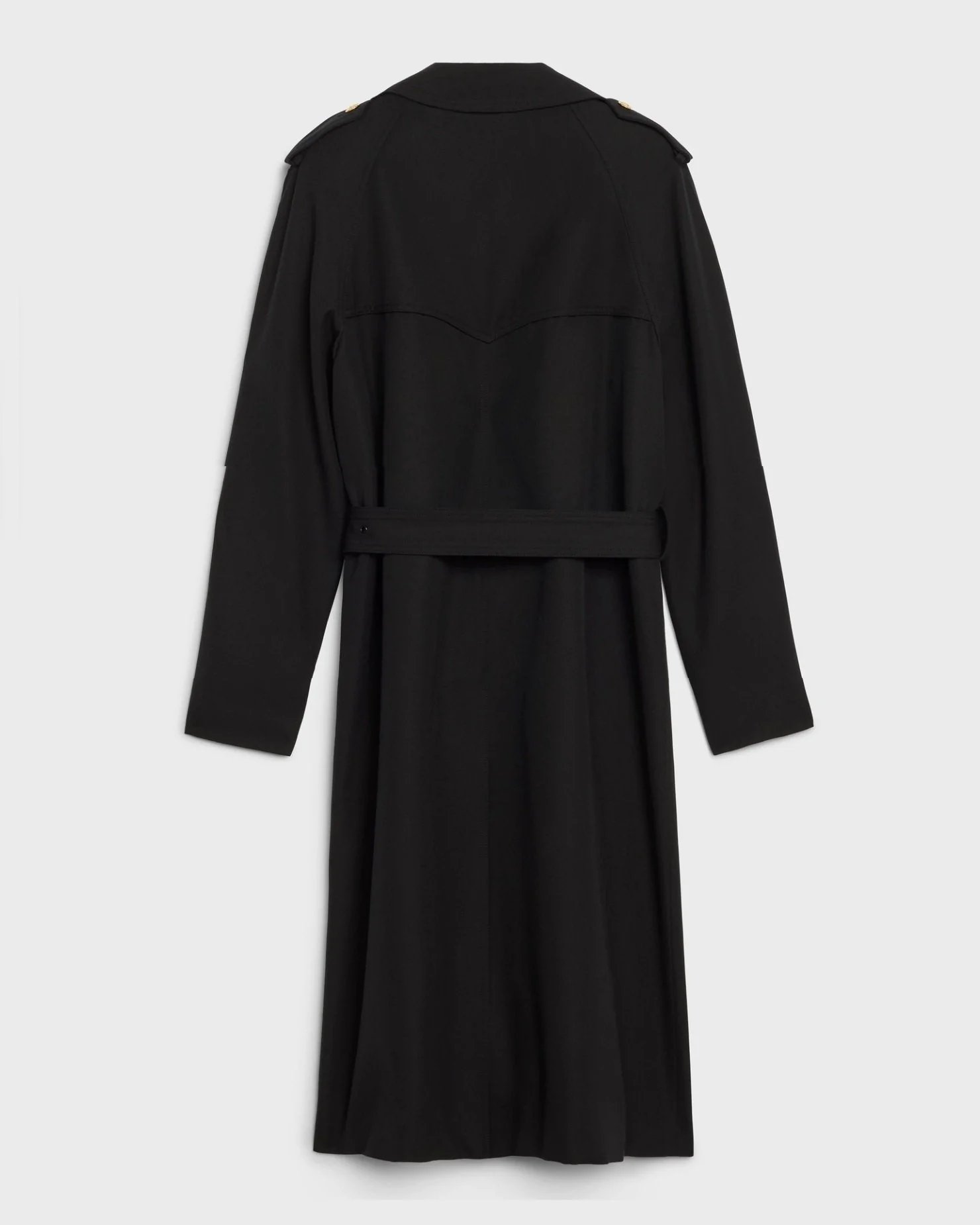 Alternative view of Celine Trench Coat In Wool Gabardine And Cotton Black