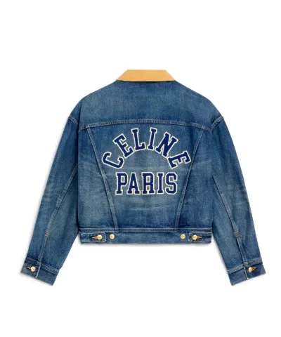 Celine Trucker Jacket In Dark Union Wash Denim 20282833 1