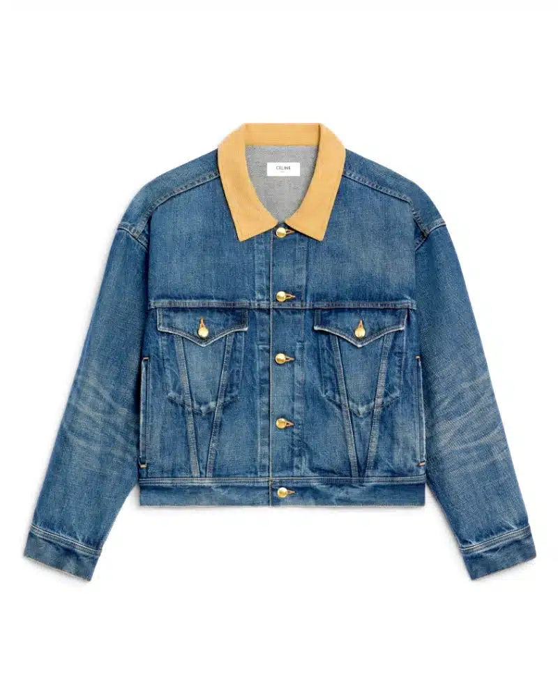 Celine Trucker Jacket In Dark Union Wash Denim-20282833