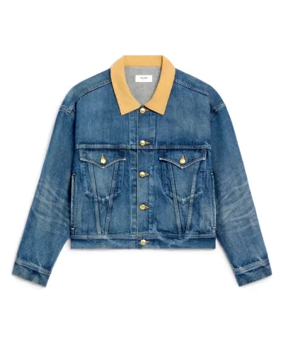 Celine Trucker Jacket In Dark Union Wash Denim-20282839
