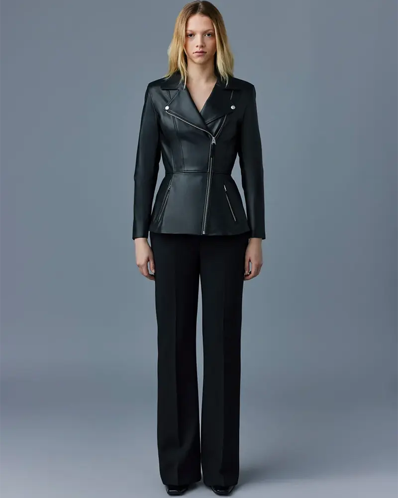 Alternative view of Mackage Day Leather Biker Jacket with Peplum Black