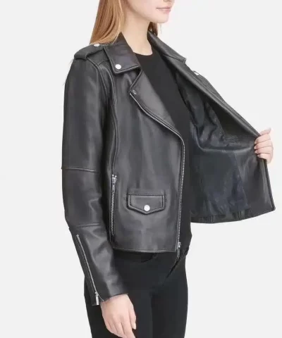 DKNY Leather Moto Jacket 20271524 2