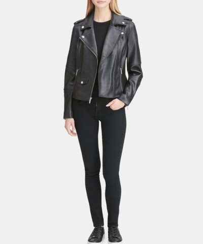 DKNY Leather Moto Jacket 20271524 3