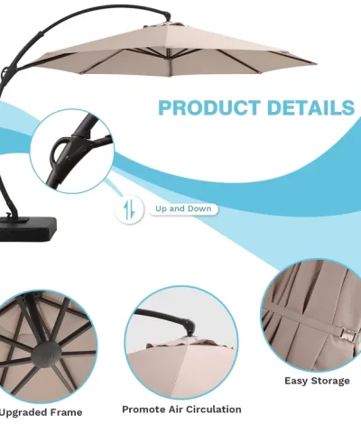 Ebonique Cantilever Umbrella with Base Included - Image 8