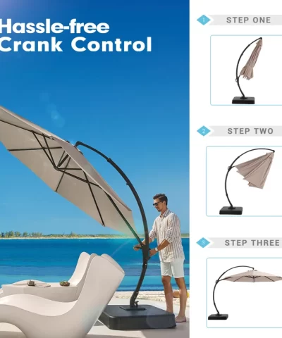 Ebonique Cantilever Umbrella with Base Included - Image 6