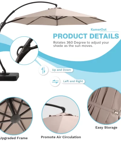Ebonique Cantilever Umbrella with Base Included - Image 5