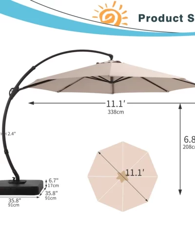 Ebonique Cantilever Umbrella with Base Included - Image 3
