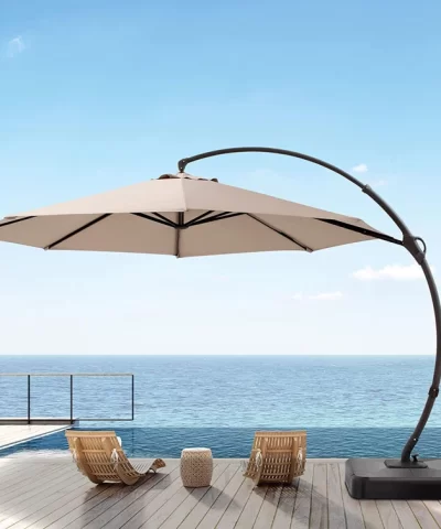 Alternative view of Ebonique Cantilever Umbrella with Base Included