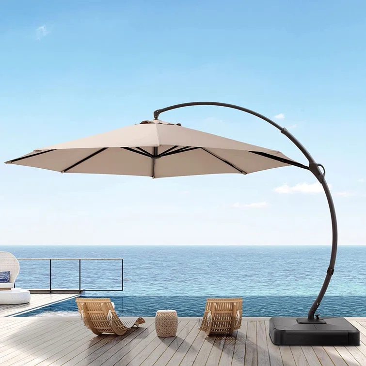 Alternative view of Ebonique Cantilever Umbrella with Base Included