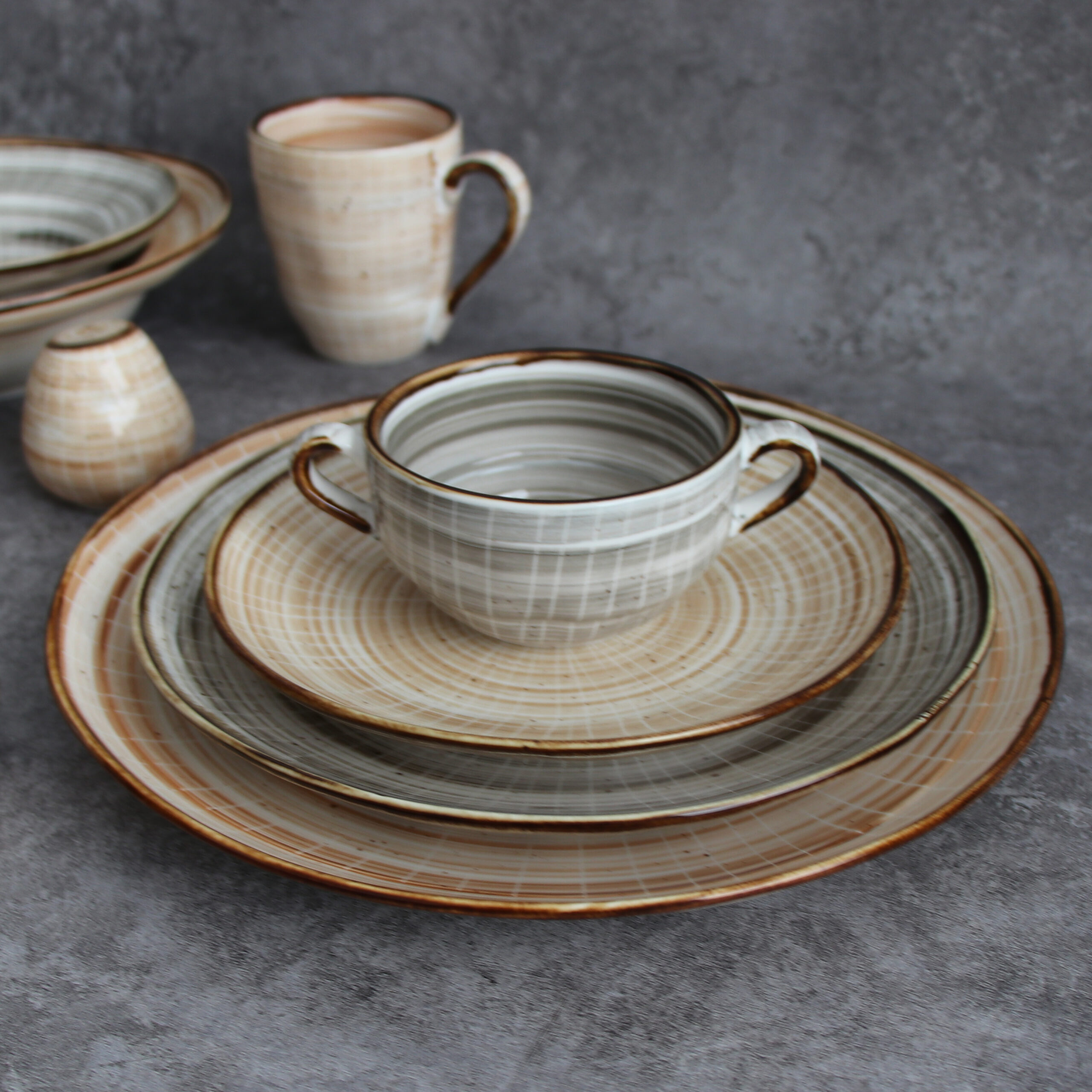 Alternative view of Western Nordic Style Porcelain Dinnerware in Gray