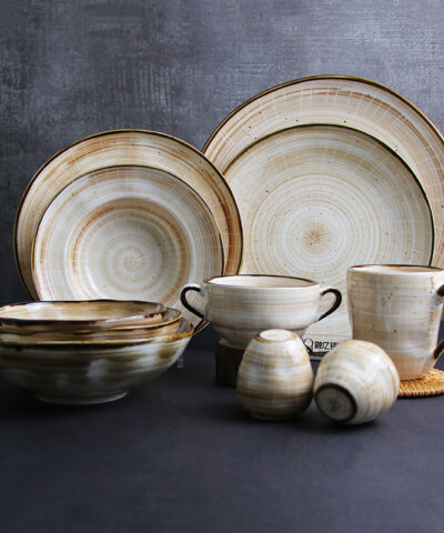 Western Nordic Style Porcelain Dinnerware in Beige