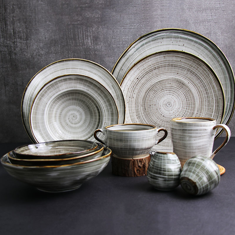 Western Nordic Style Porcelain Dinnerware in Gray