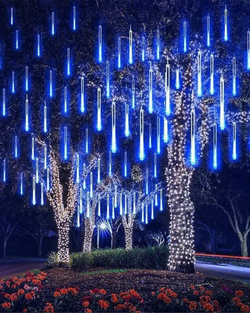 Alternative view of Meteor Shower Led Lights 8/10 Tubes Snow Falling Rain Outdoor Waterproof Christmas Led Fairy String Light for Garden Wedding