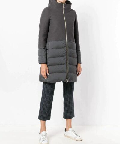 Herno Nuage Lightweight Mixed Media Down Coat In Grey - Image 3