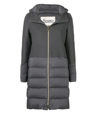 Herno Nuage Lightweight Mixed Media Down Coat In Grey - Image 5