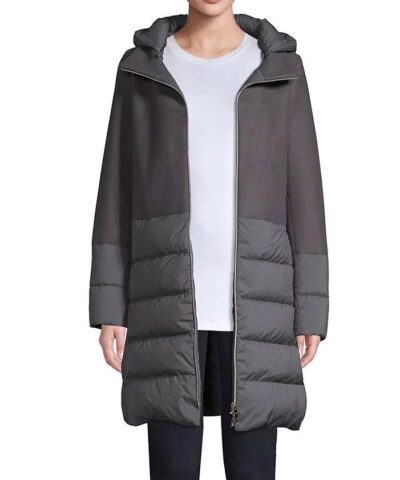 Herno Nuage Lightweight Mixed Media Down Coat In Grey-20262097