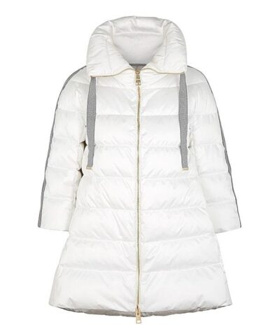 Herno White Quilted Satin Coat-20260569