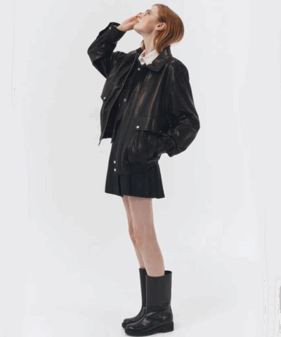 Dunst Unisex Oversized Leather Blouson Jacket - Image 6